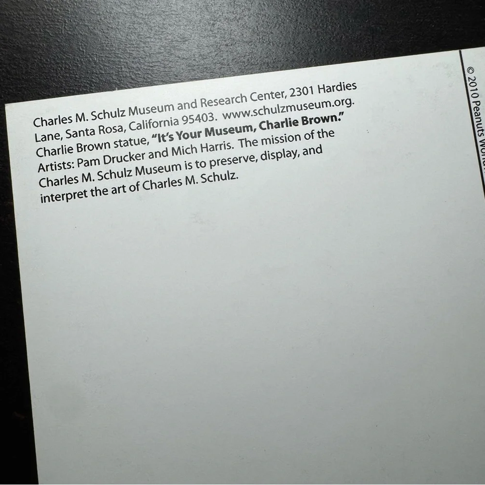 Charles M. Schulz Museum And Research Center Postcard Entrance Charlie Brown 4x6